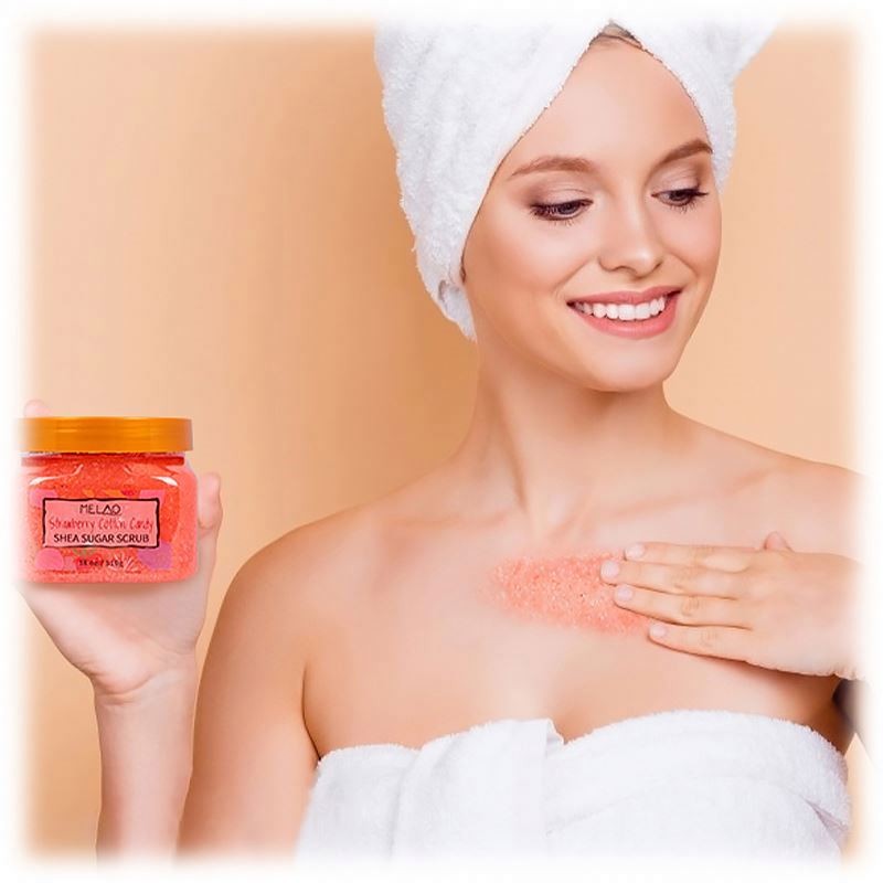 Private Label Wholesale Whitening Shea Sugar Bodyscrub Supplies Exfoliating Brightening Organic Natural Body Scrub Salt