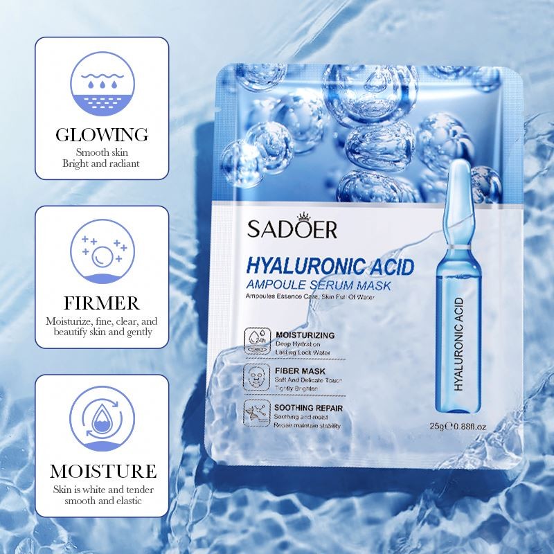 OEM SADOER Vitamin c 24k Gold Hyaluronic Acid Whitening Invisible Collagen Crystal Skin Care Organic Vegan Facial Mask Sheet