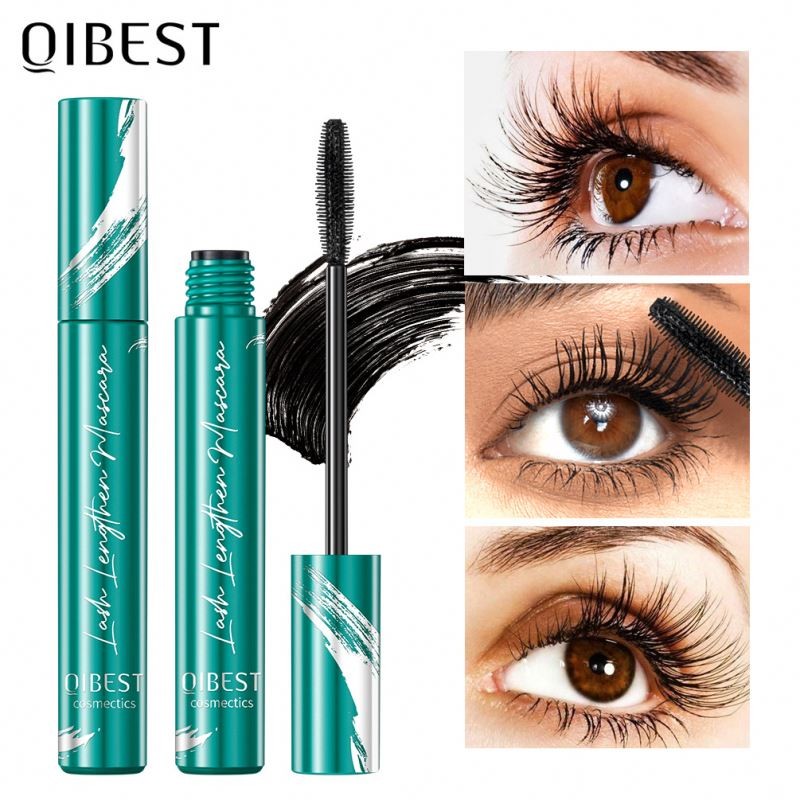 factory QIBEST green tube liquid eyelash extensions waterproof long curl black or brown eyelashes mascara