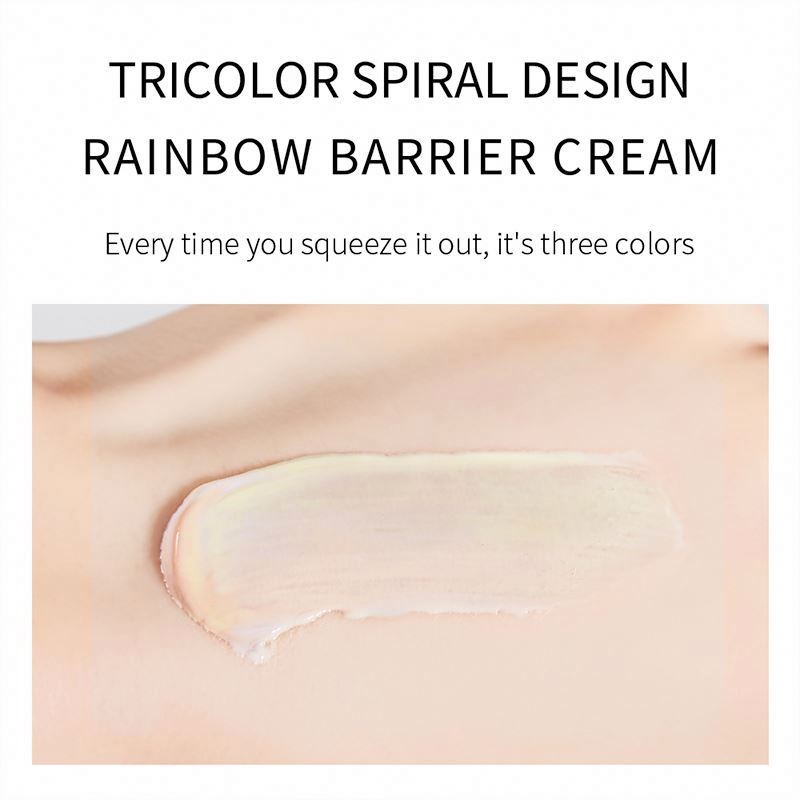 JOMTAM OEM Natural Plant Based Cosmetic Tricolor rainbow Oil Control Whitening Foundation Makeup Base Cream JOMTAM OEM Natural
