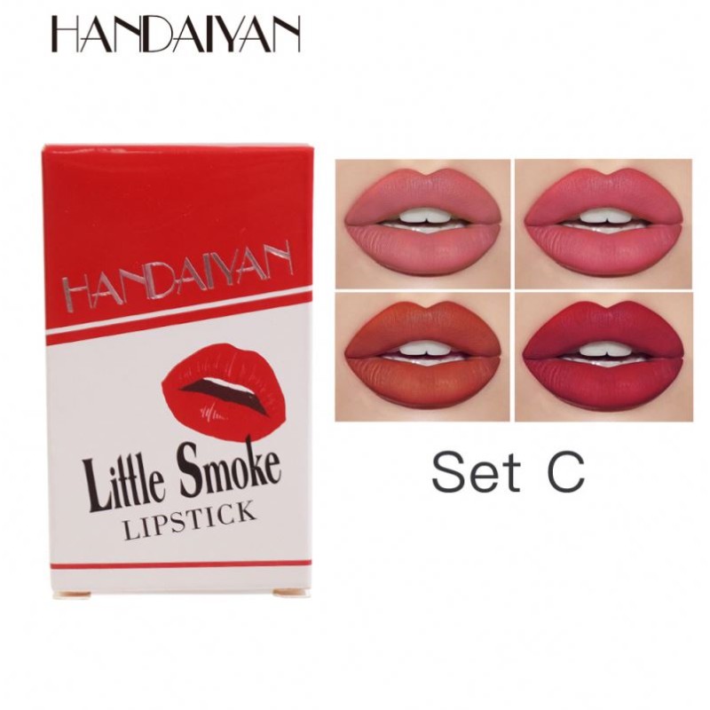 HANDAIYAN Wholesale Tube Lipstick Design 4 Colors Set Make up Velvet Lip Gloss OEM Personality Gift Set