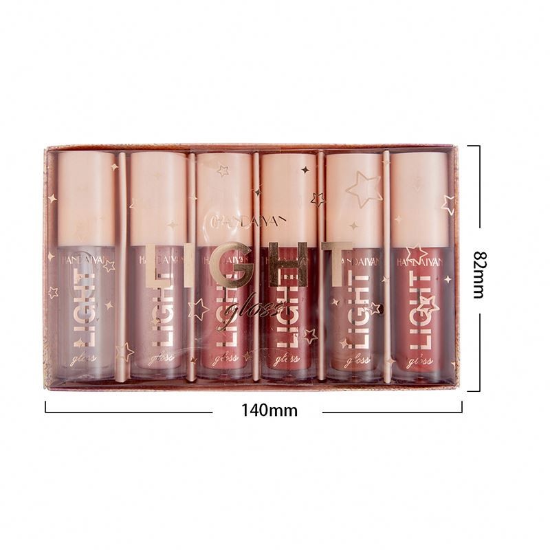 HANDAIYAN 6 Colors Lip Gloss Set Shiny Lipstick Make up for Lip Moist Lustre Liquid Lipstick OEM Your Logo Wholesale