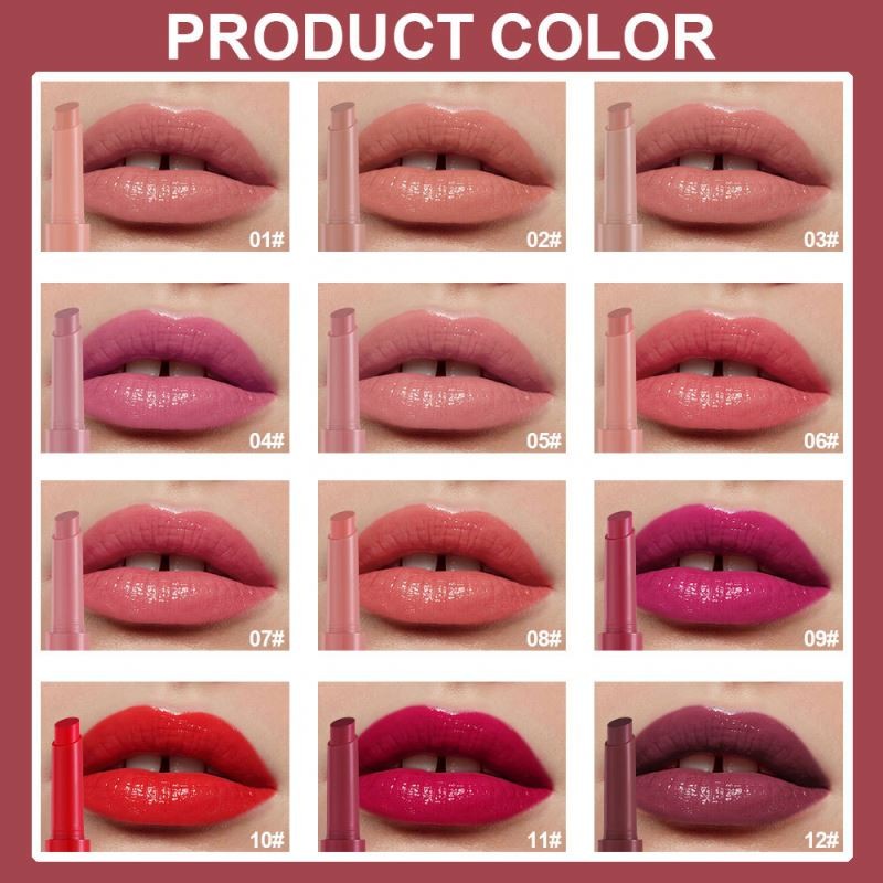 Dragon Ranee 12 Color Jelly Push Pen Suit Lip Honey Water Tender Mirror Moisturizing Lipstick No Blooming