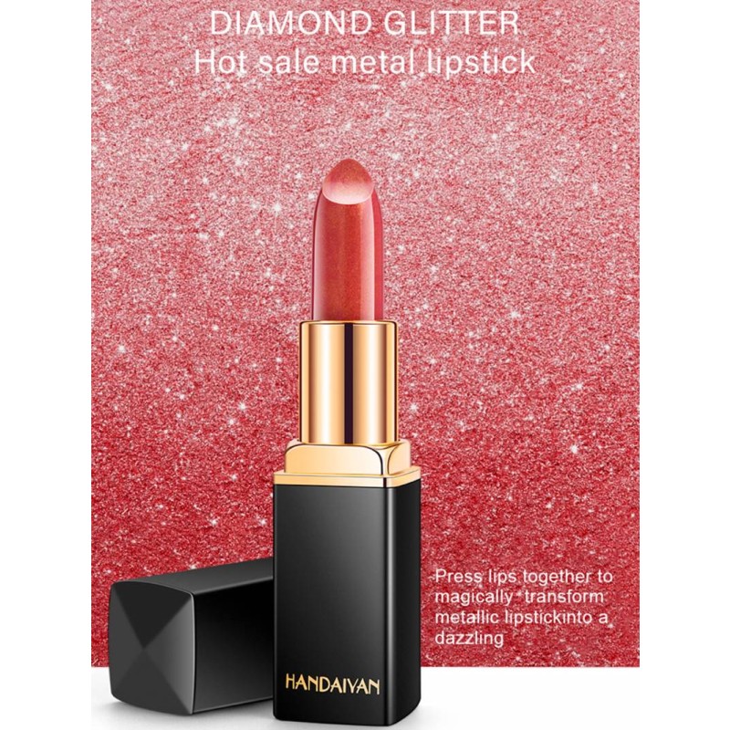HANDAIYAN Wholesale Pearly Shiny Temperature Change Lipstick 9 Colors Metal Nude Texture Lip Cosmetics Makeup