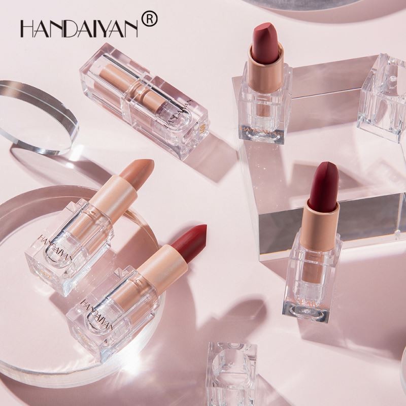 HANDAIYAN Brand Owners Matte Lipstick Ice Transparent Tube Nude Vegan Makeup Cosmetics OEM Logo
