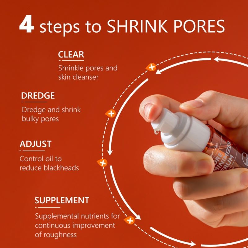 factory Custom Private Label Blackhead Remover Shrink Cleaner Pore Minimizer Pores OEM ODM Face Wrinkle Skin Care Serum