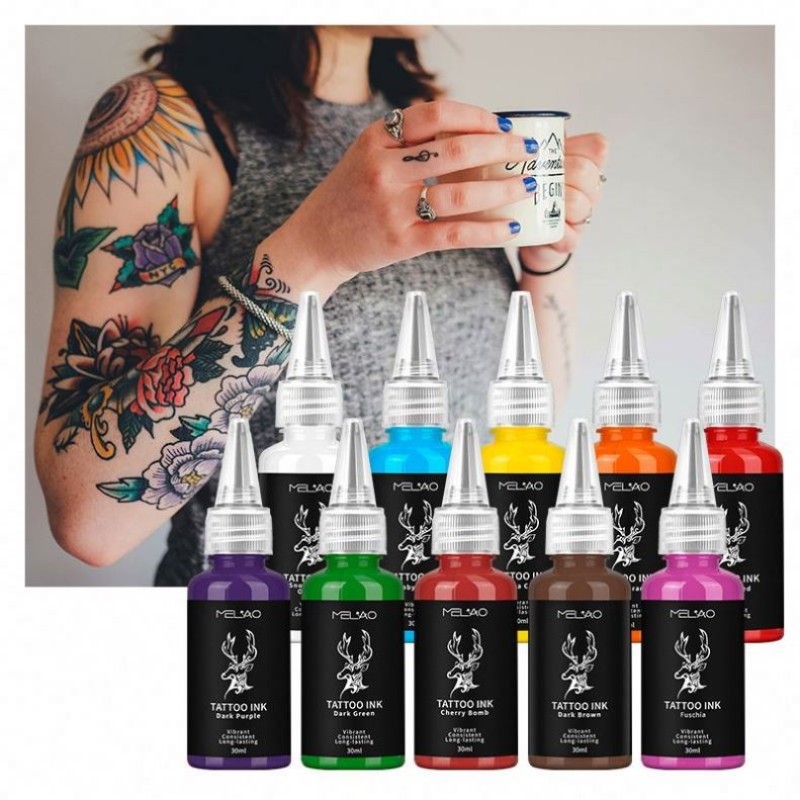 Oem Melao Professional Manufacturer Blend Rapid Permeability Colorful Custom Logo Black Purple Color Tattoo Ink
