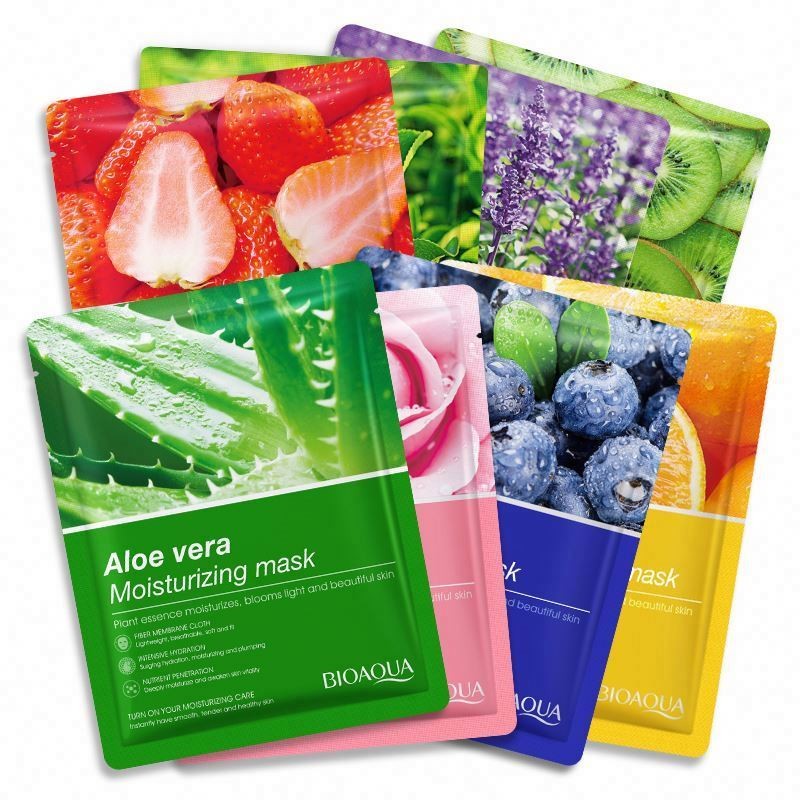 Skin Care Mask Free Sample BIOAQUA Sheet Fruit Mascarillas Facial Green Tea Aloe Orange Face Korean Moisturizing Skin Care Mask