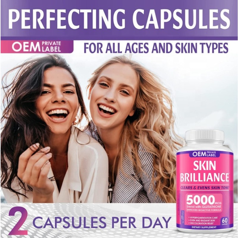 Private Label Glutathione Capsules Collagen L-Glutathione Vitamin C Skin Whitening Brightening Manufacturer Wholesale