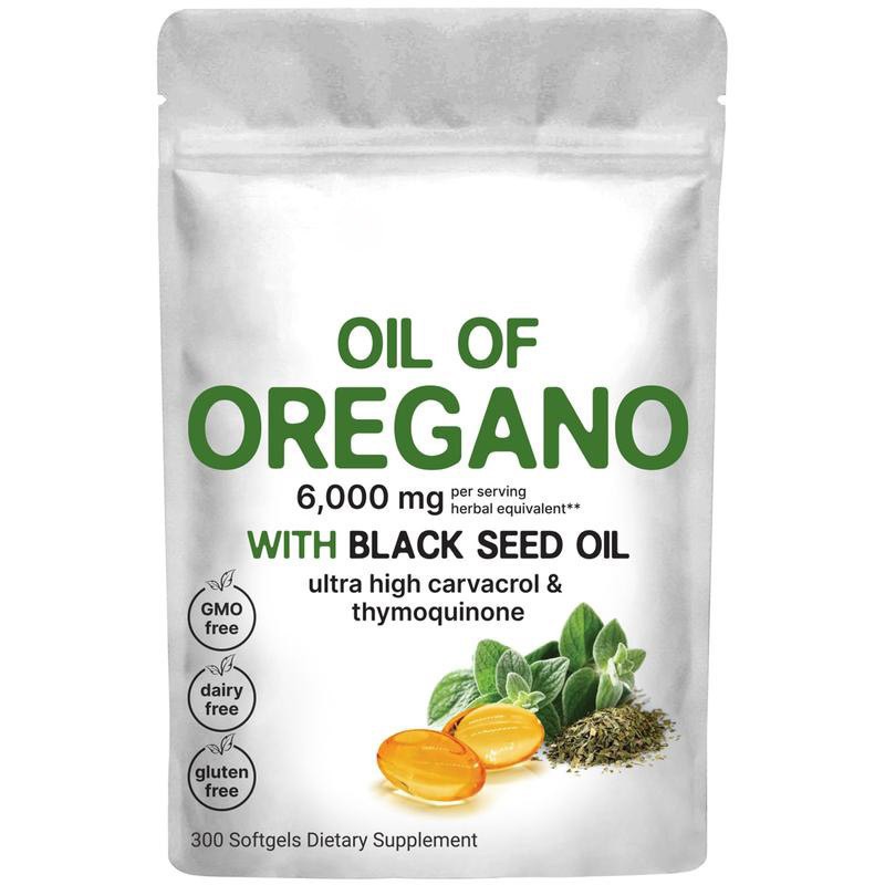 Adult Oregano and Black Seed Oil Soft Capsules Immune Booster and Gut Protection Health Supplement
