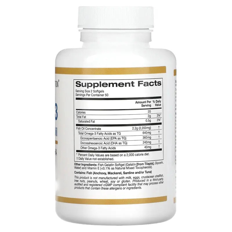 Fish Oil Soft Capsules with ω-3 Antioxidant Efficacy for Adult Immune Boost and Brain Health
