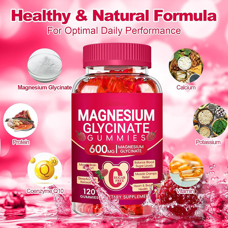 Private Label Sugar-Free Magnesium Glycinate Gummies Vitamin Gummies Sleep Supplement with Calcium Potassium Vitamin Complex