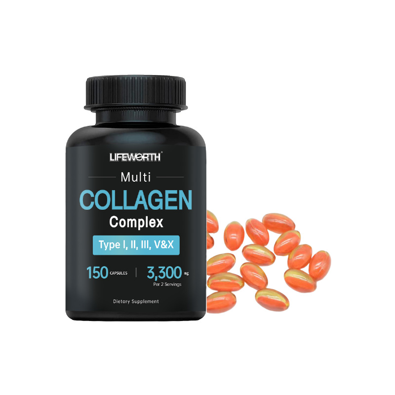 Collagen Peptide Supplement Capsules - Hydrolyzed Marine Multi-Collagen Antioxidant Support and Adult Healthy Lifestyle