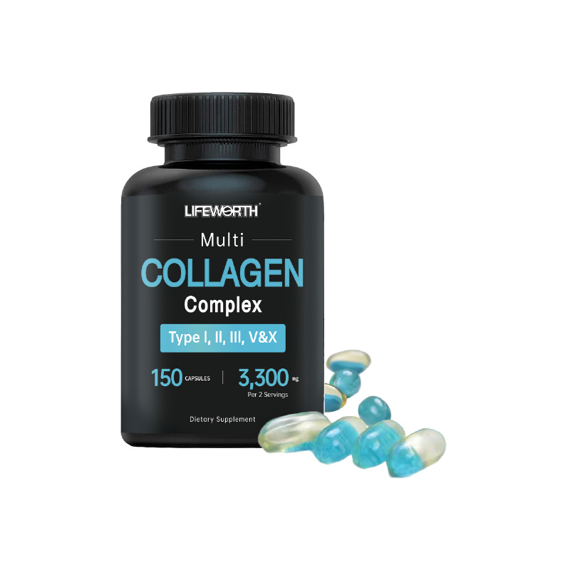 Collagen Peptide Supplement Capsules - Hydrolyzed Marine Multi-Collagen Antioxidant Support and Adult Healthy Lifestyle