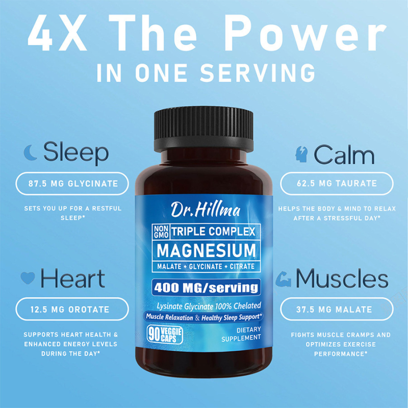 Hot Selling Magnesium Glycinate Capsules Non-GMO Pure Formula Strong Heart Muscles and Nervous System Sleep Support
