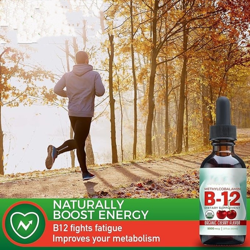 Natural Cherry Flavor Vitamin B12 Drops Well-Absorbed Dietary Supplement