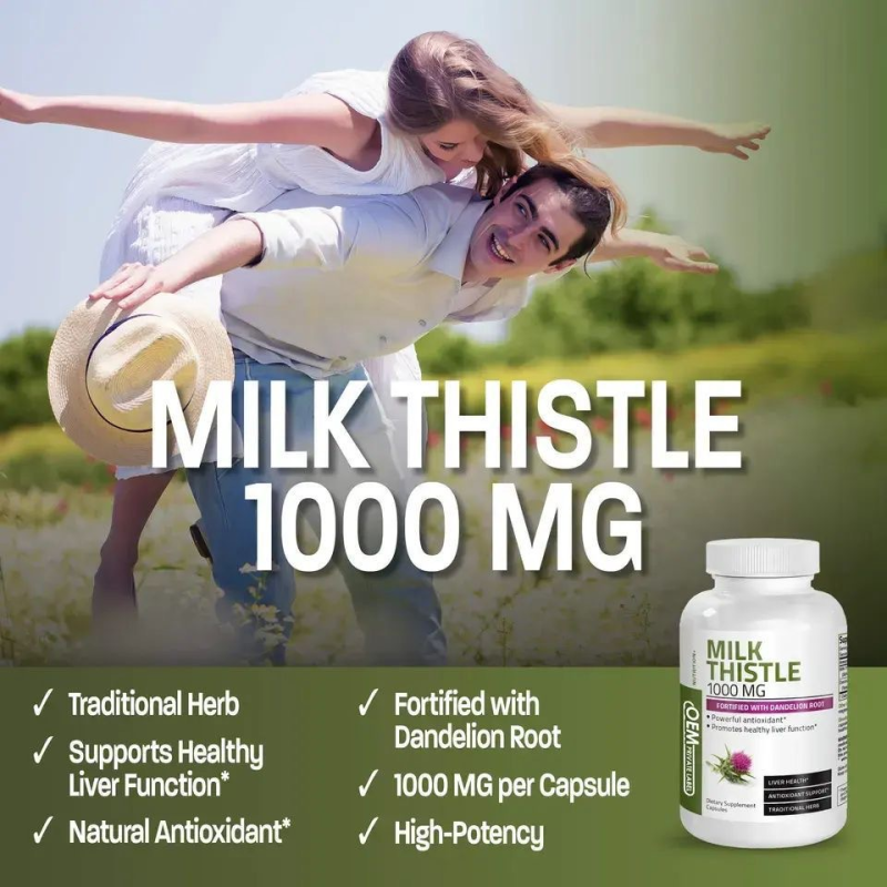 Milk Thistle Dandelion Root Liver Supplement Adult 120 Capsules Antioxidant Tonic Effect