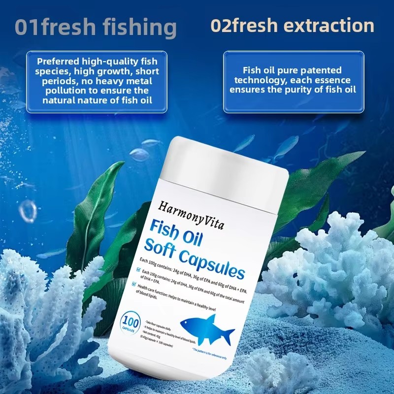 Adult 60 Capsules Health Supplement DHA and EPA Fish Oil Soft Capsules Support Heart and Brain Health