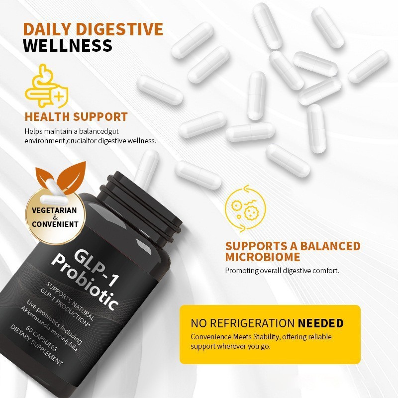 Adult OEM GLP-1 Probiotic Capsules Support Gut Digestion Dietary Supplement No Refrigeration Needed