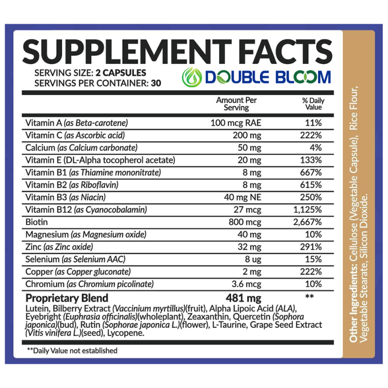 Bilberry Lutein Capsules for Eye Health and Vision Support Zeaxanthin Extract for Adults