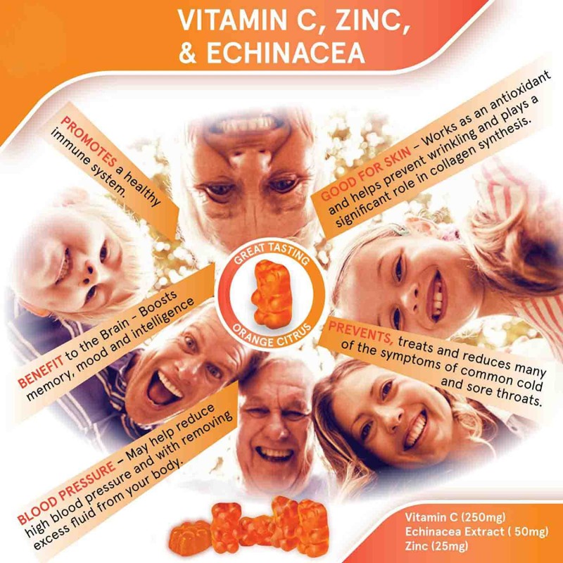 Naturally Derived Vitamin C Gummies Immune Support Gummies Safe for Teenagers and Adults