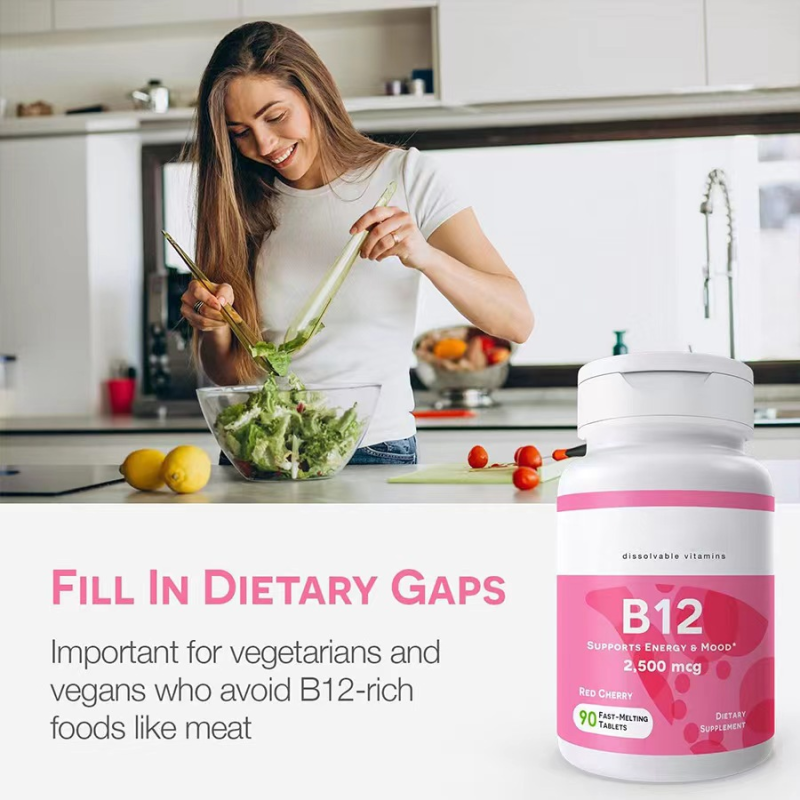 OEM Private Label Vegan Vitamin B12 Gummies Niacin Folic Acid Pantothenic Acid Biotin Adult Immune Support