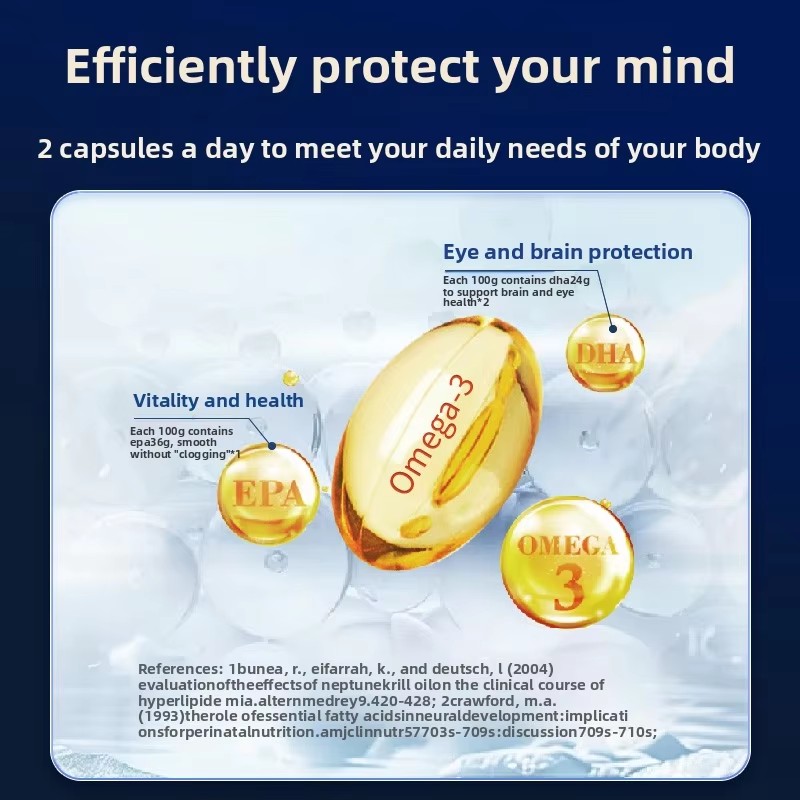 Adult 60 Capsules Health Supplement DHA and EPA Fish Oil Soft Capsules Support Heart and Brain Health