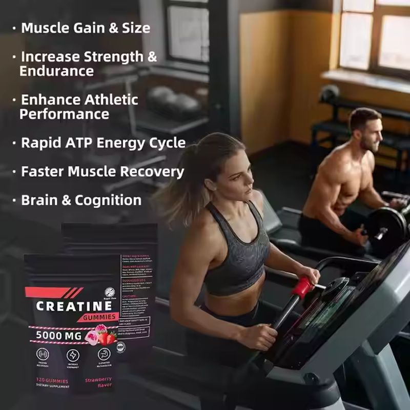 OEM Strawberry Flavor 5g Sugar-Free Creatine Monohydrate Gummies