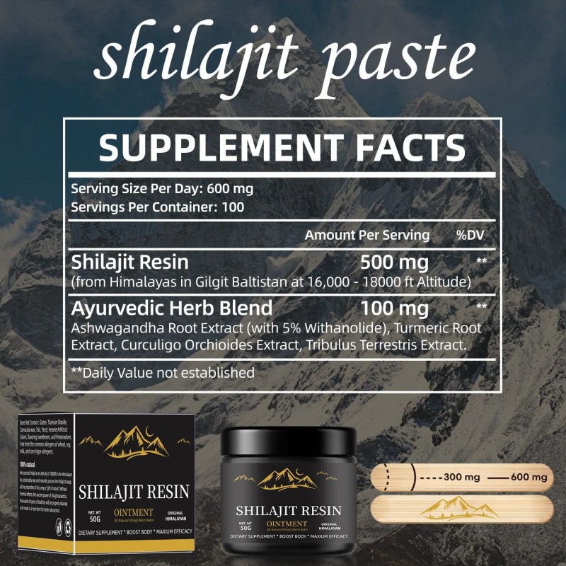 100% Pure Natural Himalayan 50g Shilajit Resin Premium High Bioactive Ingredients Vitamin Type