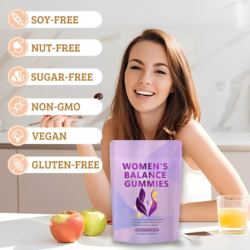 Vegan Gluten-Free Halal Hawaiian Pineapple Premium Female Balance Gummies for Women's Health