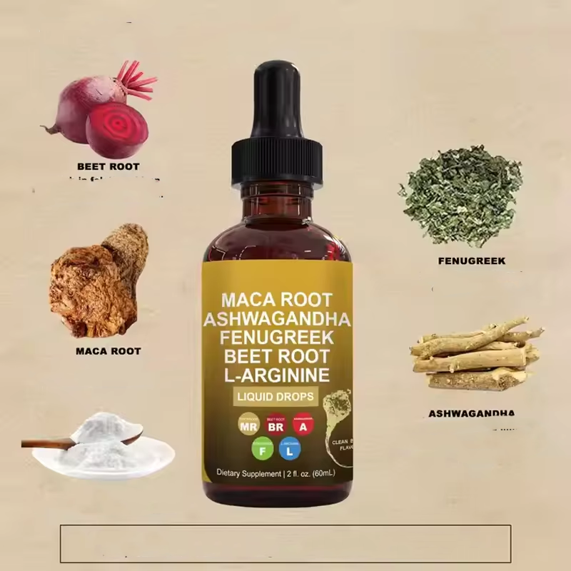 OEM Private Label Liquid Extract and Drops of Maca Root and Ashwagandha