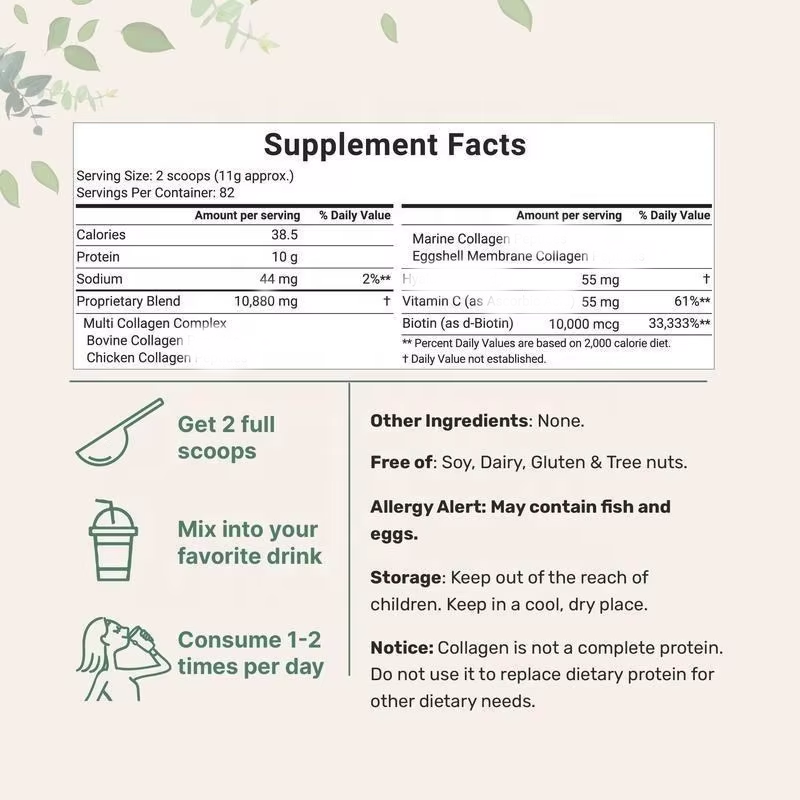 Multi Collagen with Biotin Vitamin C Collagen Powder Adult Collagen Powder