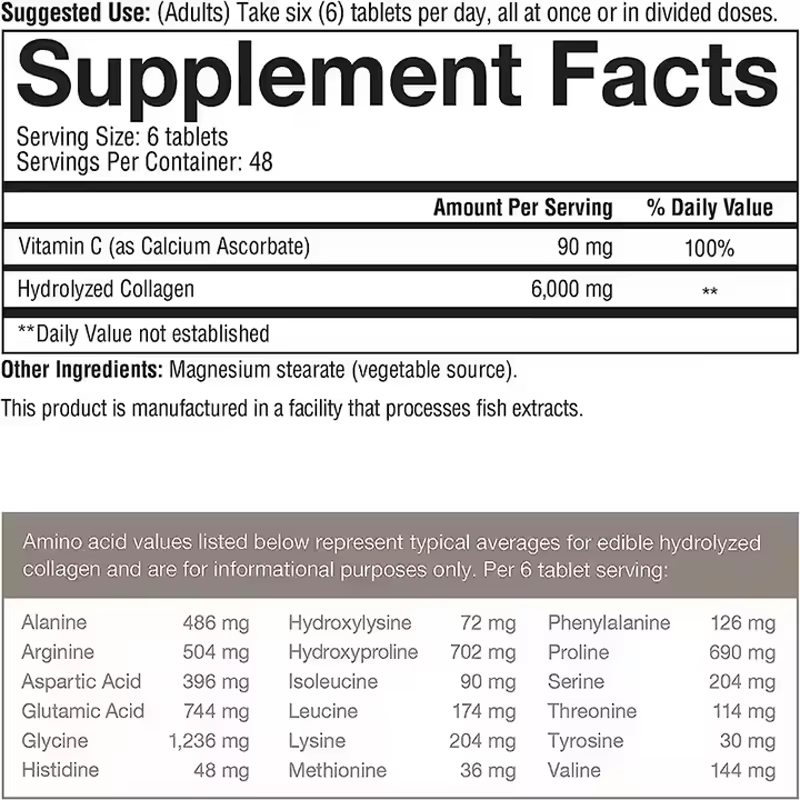 OEM Collagen and Vitamin C Supplement Tablets Advanced Hydrolyzed Formula Vitamin C