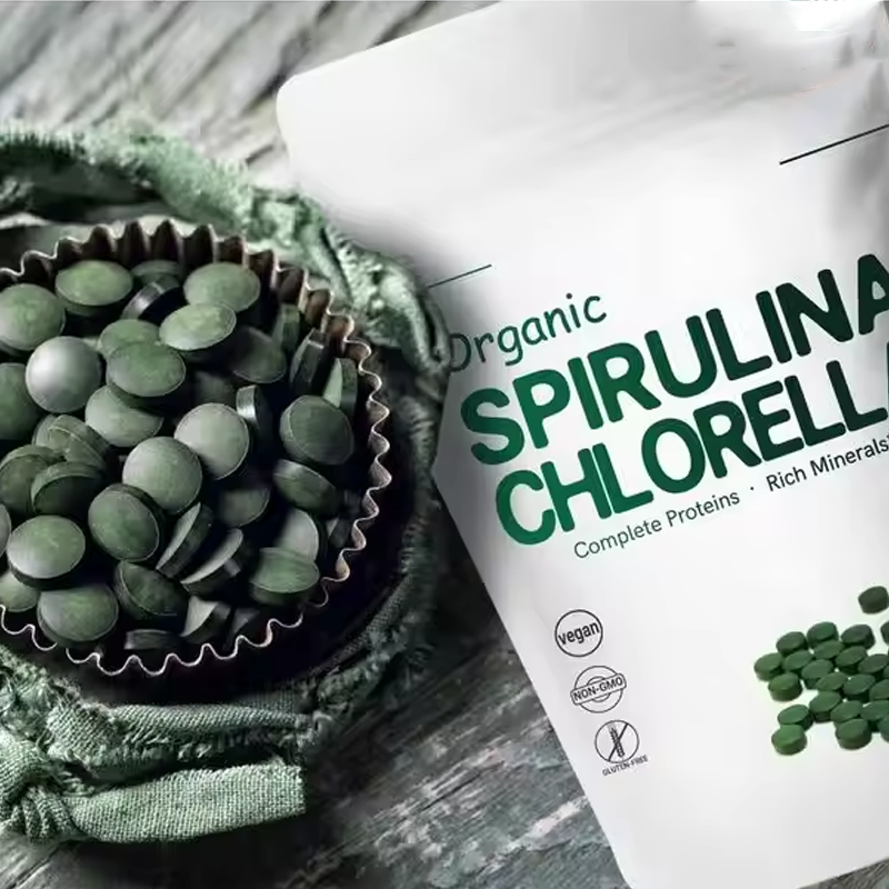 OEM Premium Spirulina and Chlorella Tablets Non-GMO Vegan Organic Spirulina Chlorella