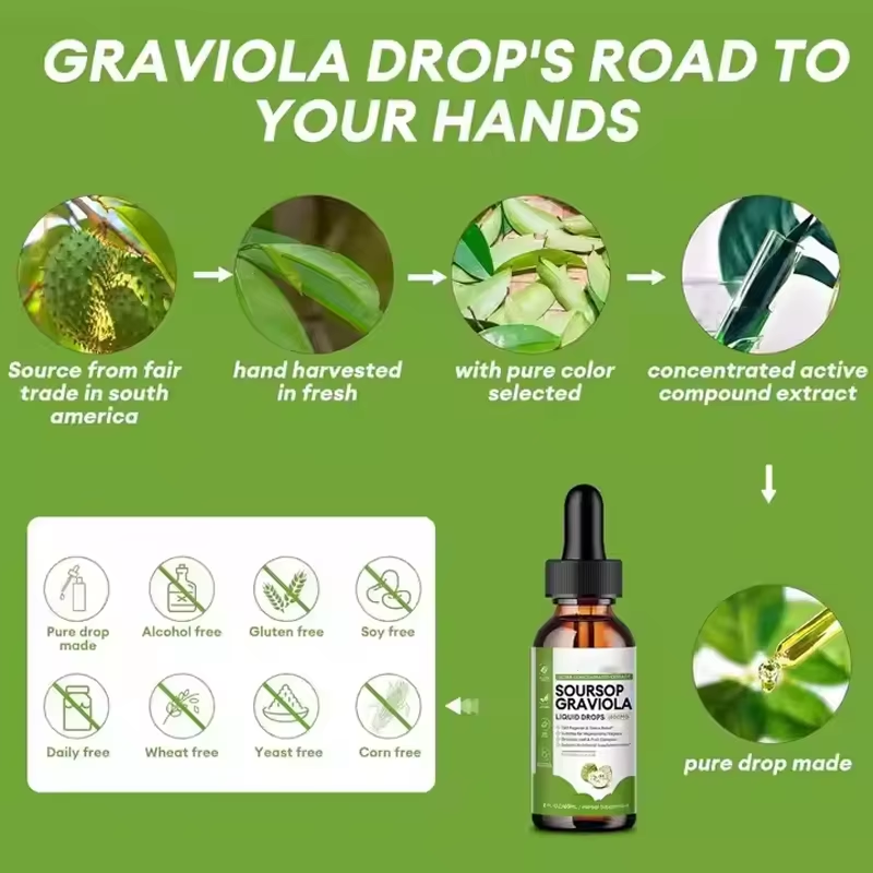 OEM Soursop Graviola Leaf Extract Liquid Drops with Pure Plant Seamoss