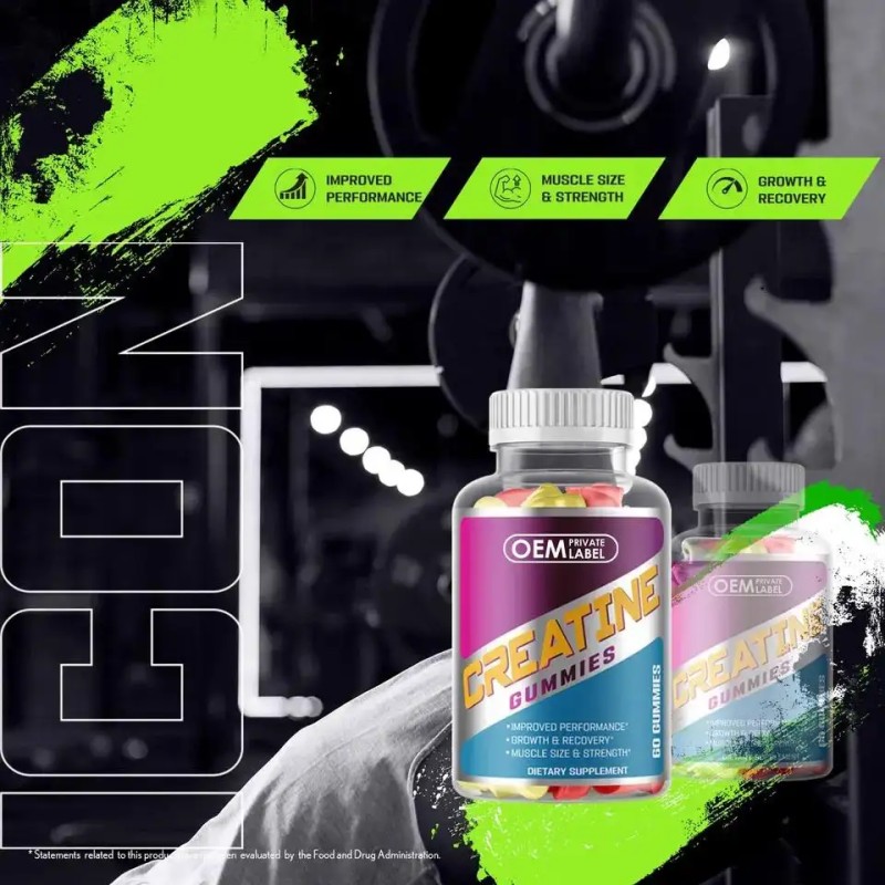 Besica Private Label Vegan Supplement BCAA Creatine Monohydrate Gummies Pre-Workout Energy Creatine Gummies