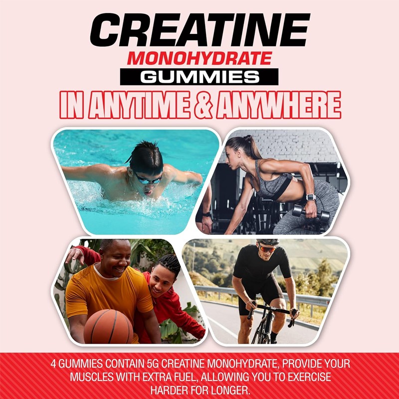 Besica BIOCCHN Creatine Monohydrate Gummies Pre-Workout Fitness Energy and Metabolism Support Energy