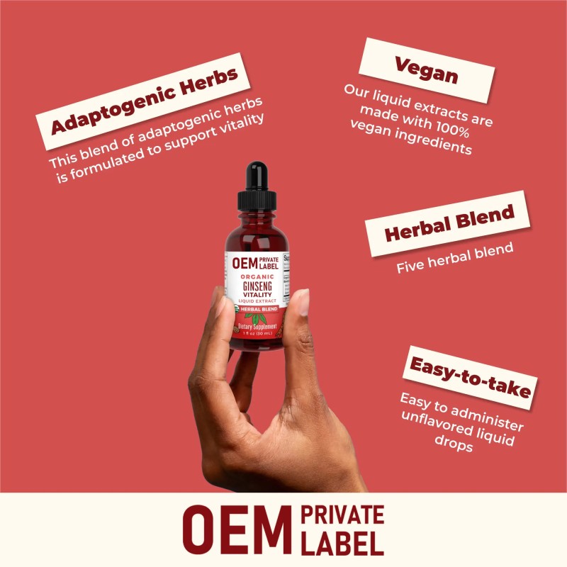 Besica OEM Ginseng Water Drops with Ginseng Root Ashwagandha Root and Maca Root Drops Herbal Supplement