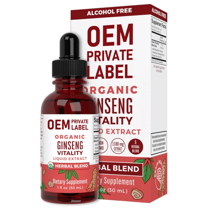 Besica OEM Ginseng Water Drops with Ginseng Root Ashwagandha Root and Maca Root Drops Herbal Supplement