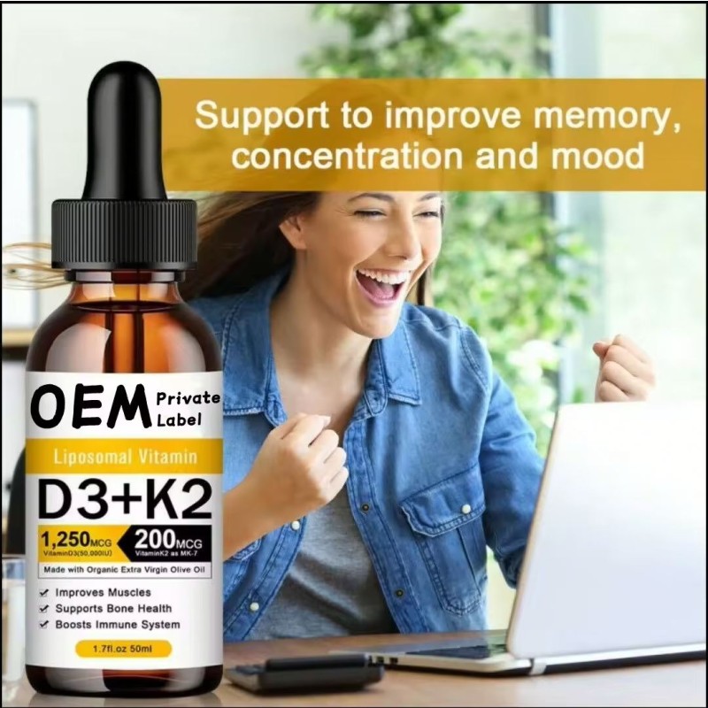 Besica OEM Private Label Organic Vitamin D3 K2 Drops MCT Oil Omega 3 Liquid Vitamin D Supplement for Adults and Children