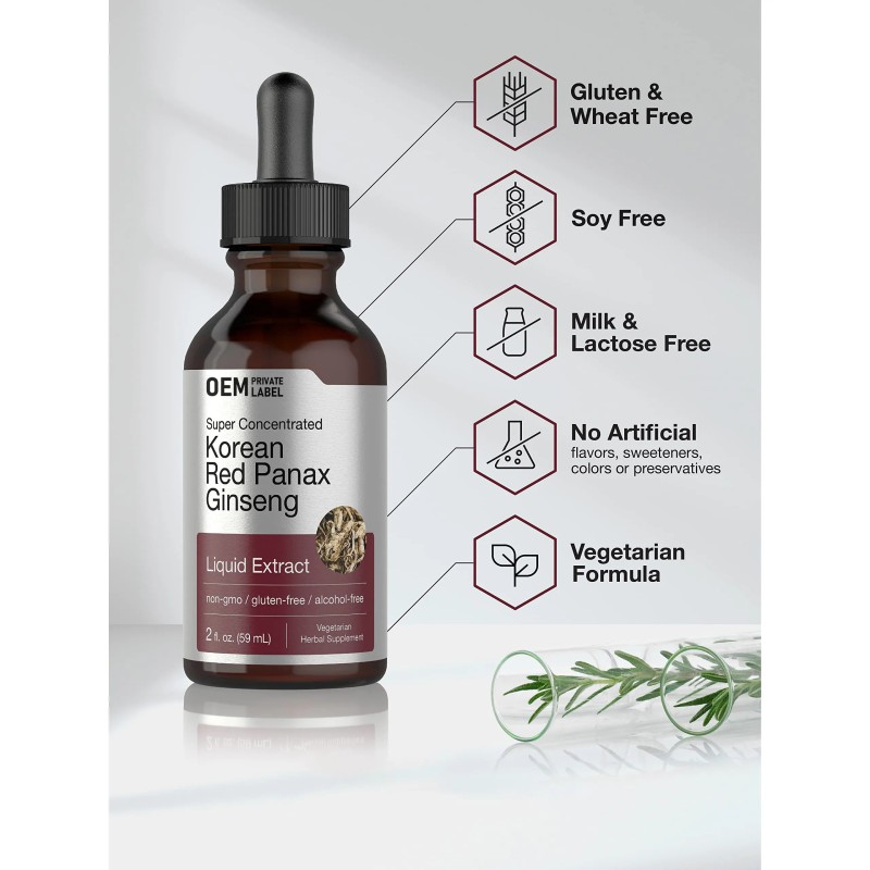 Besica OEM Private Label Herbal Supplement Energy Ginseng Capsules Korean Red Ginseng Root Extract Ginseng Water Drops