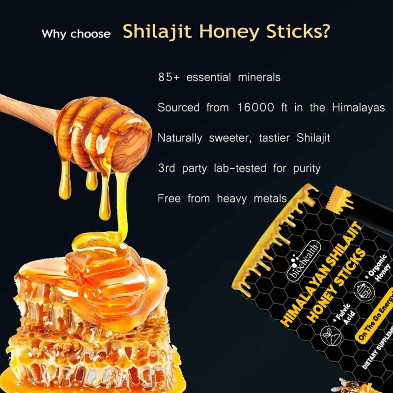 Besica Men's Custom Honey Shilajit - Pure Himalayan Shilajit Stick with Organic Honey and Saffron for Energy Support