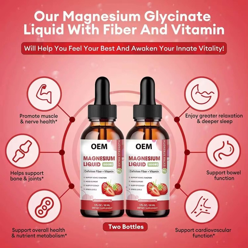 Besica Calm Supplement Stress Relief Magnesium Glycinate Liquid Drops with Vitamins Promote Sleep and Neuro Gut Function