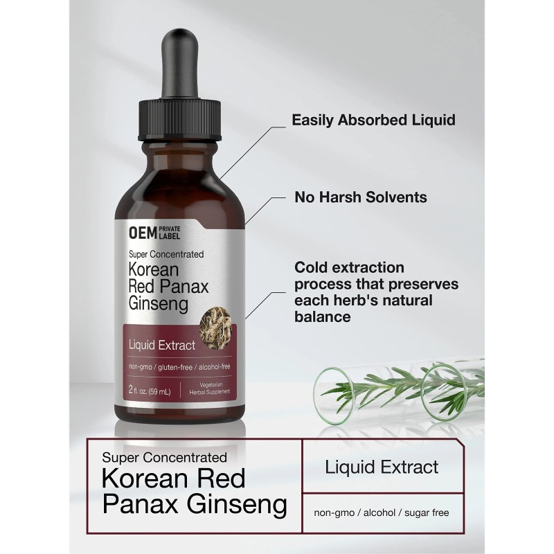 Besica OEM Private Label Herbal Supplement Energy Ginseng Capsules Korean Red Ginseng Root Extract Ginseng Water Drops