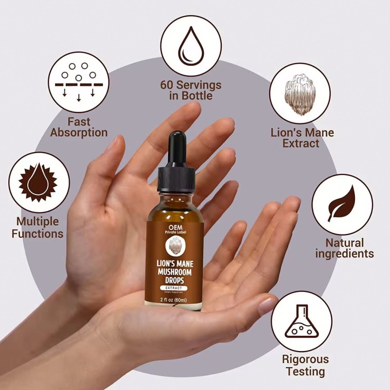 Besica Mushroom Extract Drops Lion's Mane Nootropic Liquid Immune System Brain Boost 1 Blend Lion's Mane Liquid Drops