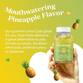 Manufacturer Supply Hot Seller Pineapple Flavor Glycine Mg Magnesium Gummies Customizable Mineral Supplement Cross-Border Foreign