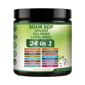 24-in-1 Soursop Capsules - Soursop Graviola Capsules with Shilajit