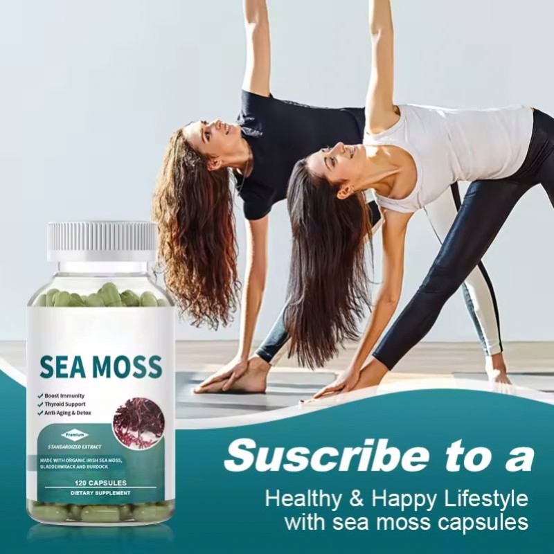 OEM Private Label Organic Sea Moss Capsules 2000mg with Bladderwrack and Burdock Root for Joint Health