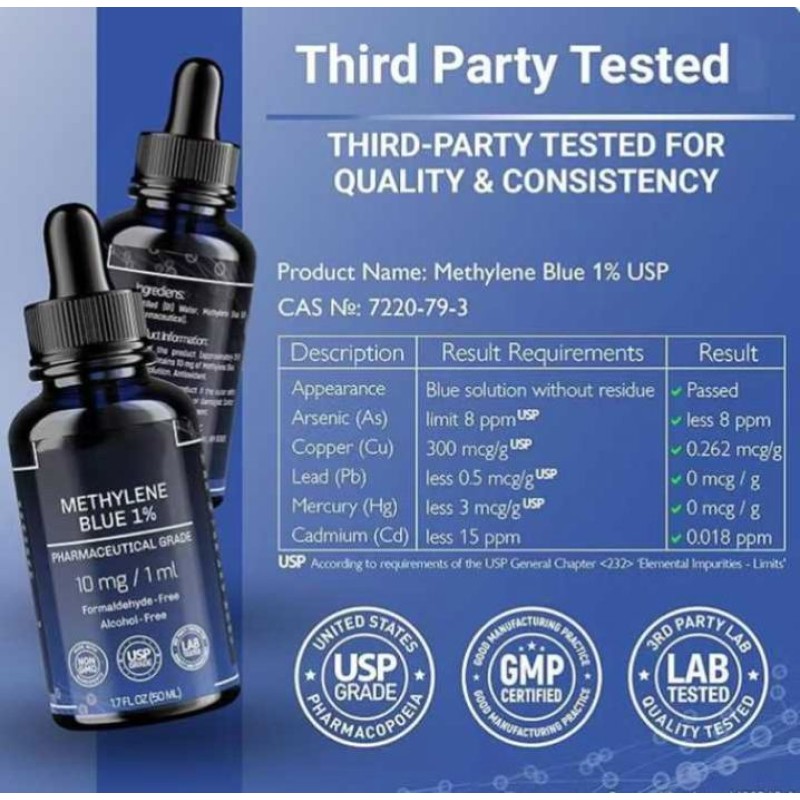 Besica OEM Private Label Methylene Blue Pharmaceutical Grade Third-Party Tested Brain Health Dietary Supplement