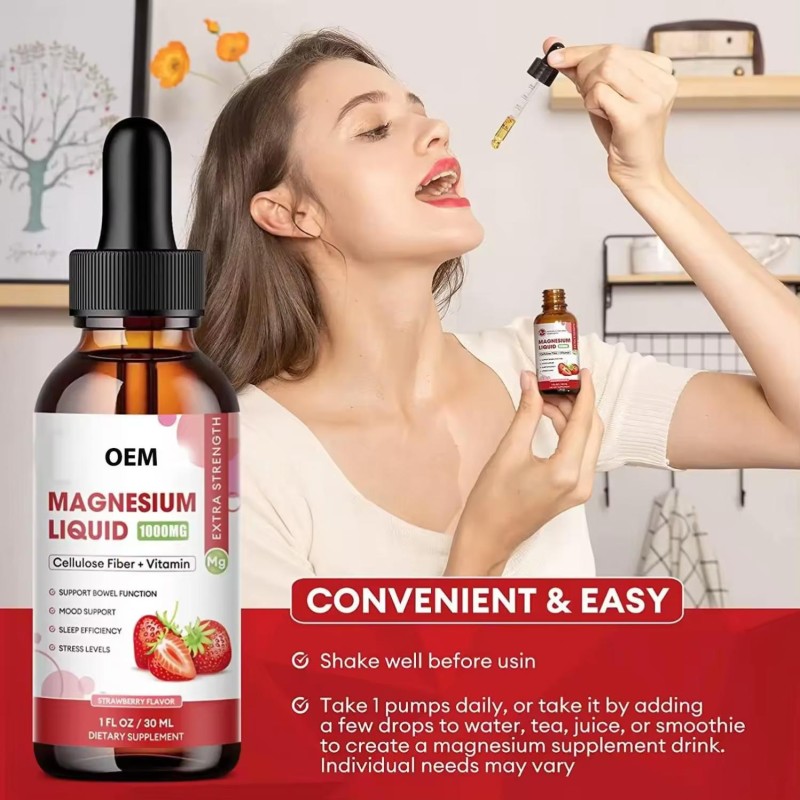 Besica Calm Supplement Stress Relief Magnesium Glycinate Liquid Drops with Vitamins Promote Sleep and Neuro Gut Function